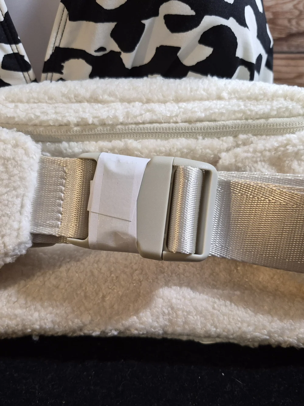 Cream Sherpa Crossbody Bag with Zip Closure